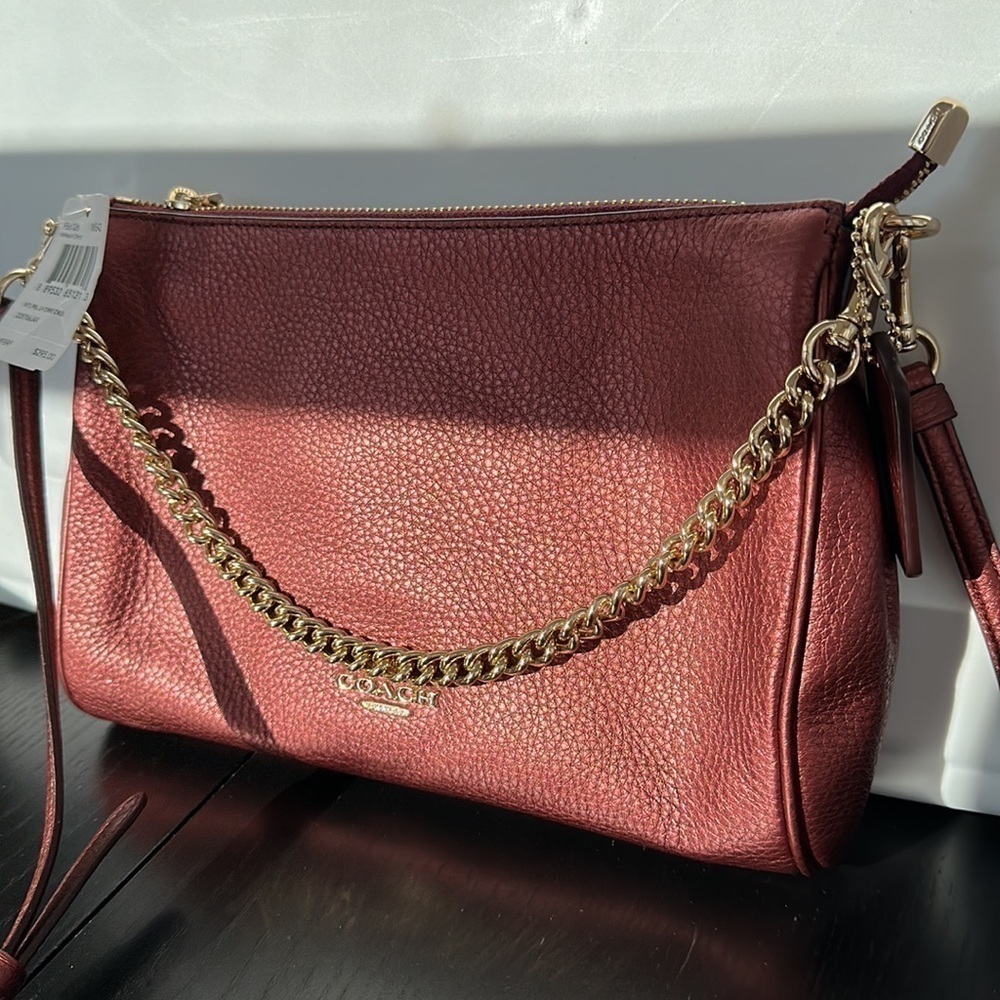 Coach CARRIE CROSSBODY IN METALLIC LEATHER - Picture 4 of 14